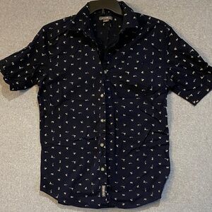 Eddie Bauer Dark Blue Shirt with White Pattern